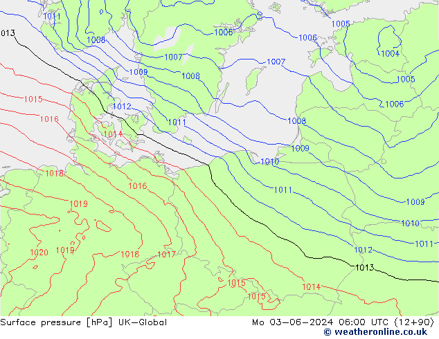 Surface pressure UK-Global Mo 03.06.2024 06 UTC