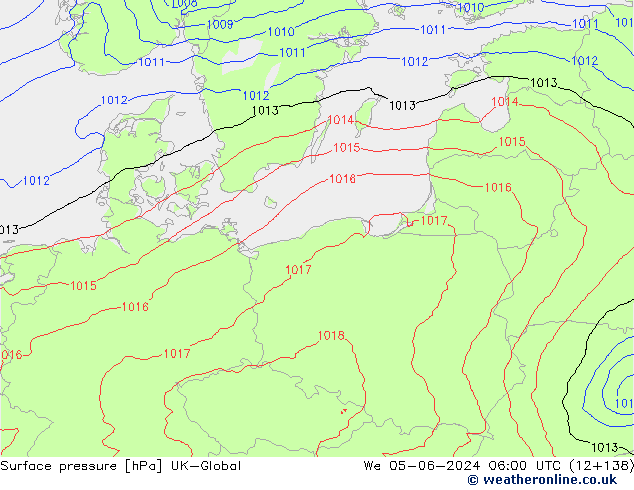 Yer basıncı UK-Global Çar 05.06.2024 06 UTC