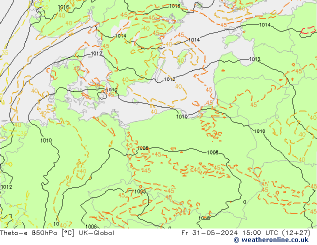 Theta-e 850hPa UK-Global pt. 31.05.2024 15 UTC