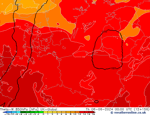 Theta-W 850hPa UK-Global gio 06.06.2024 00 UTC