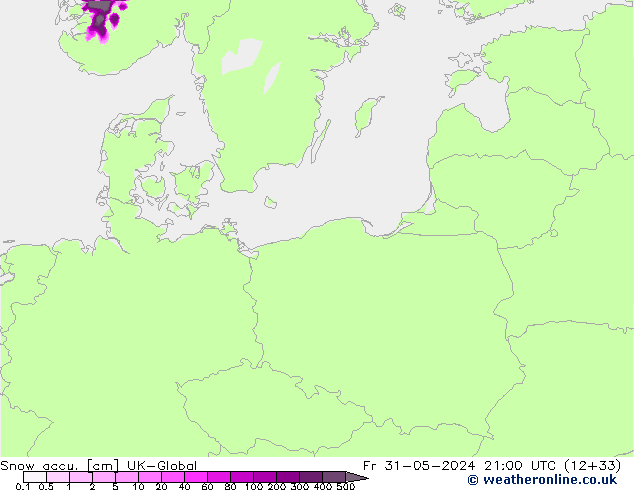 Snow accu. UK-Global Fr 31.05.2024 21 UTC