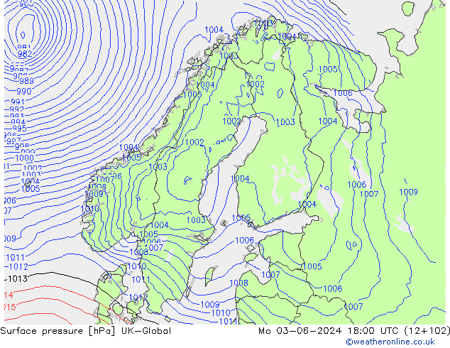 Surface pressure UK-Global Mo 03.06.2024 18 UTC