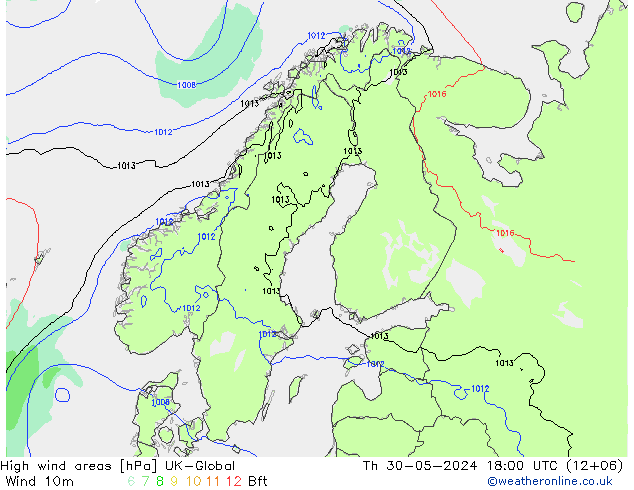 High wind areas UK-Global Th 30.05.2024 18 UTC