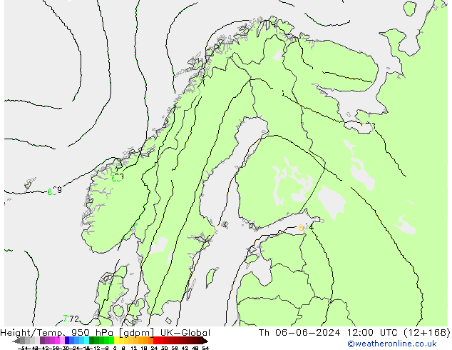 Yükseklik/Sıc. 950 hPa UK-Global Per 06.06.2024 12 UTC