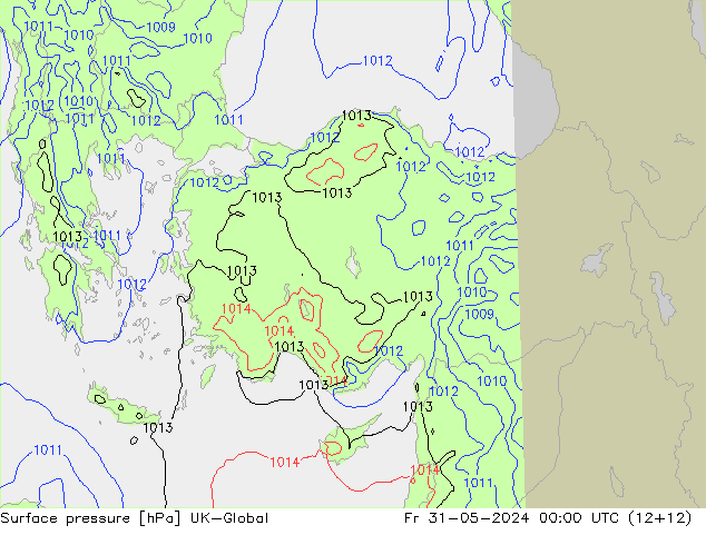 Surface pressure UK-Global Fr 31.05.2024 00 UTC