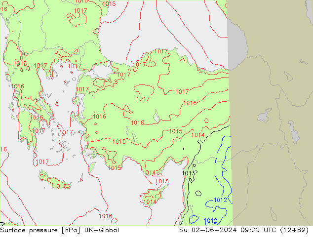Yer basıncı UK-Global Paz 02.06.2024 09 UTC