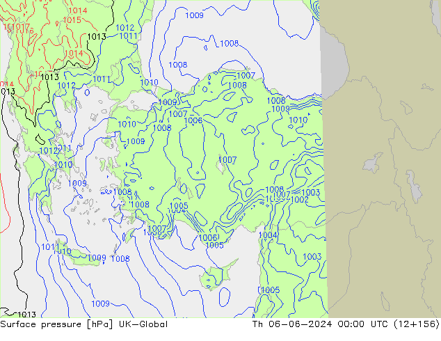 Surface pressure UK-Global Th 06.06.2024 00 UTC