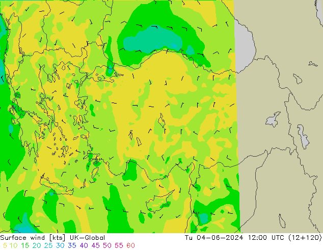 Surface wind UK-Global Tu 04.06.2024 12 UTC