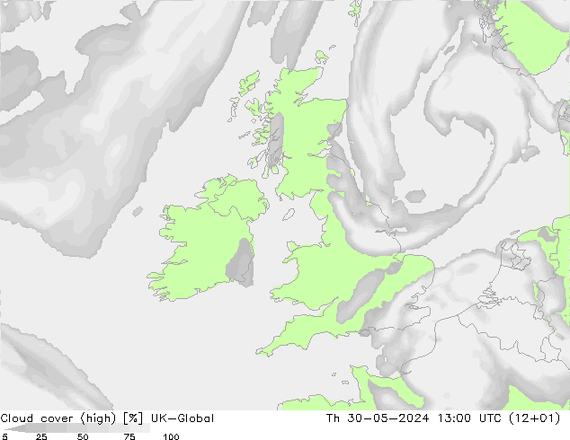 zachmurzenie (wysokie) UK-Global czw. 30.05.2024 13 UTC