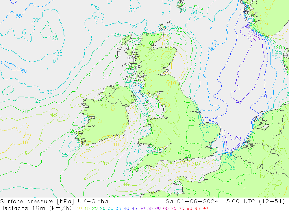 Isotachs (kph) UK-Global Sa 01.06.2024 15 UTC