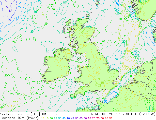 Eşrüzgar Hızları (km/sa) UK-Global Per 06.06.2024 06 UTC