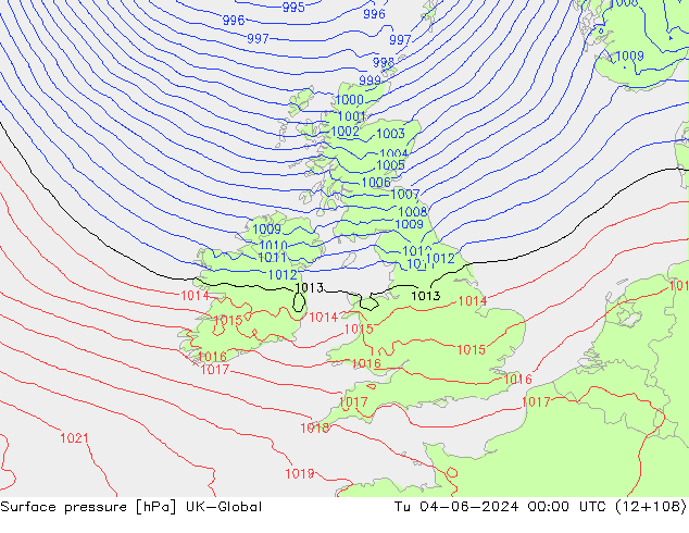 Presión superficial UK-Global mar 04.06.2024 00 UTC