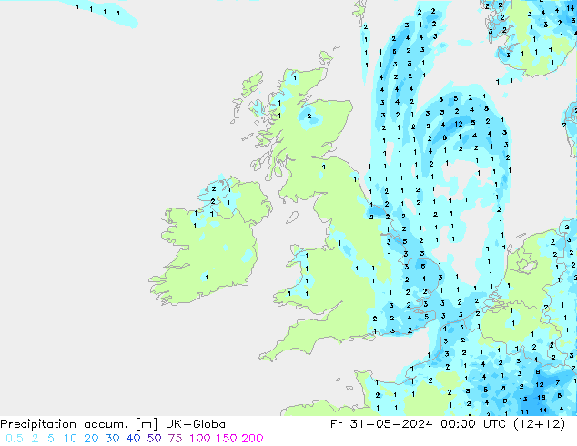 Precipitation accum. UK-Global Sex 31.05.2024 00 UTC