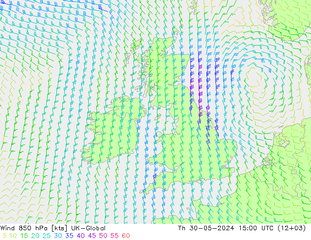 Viento 850 hPa UK-Global jue 30.05.2024 15 UTC