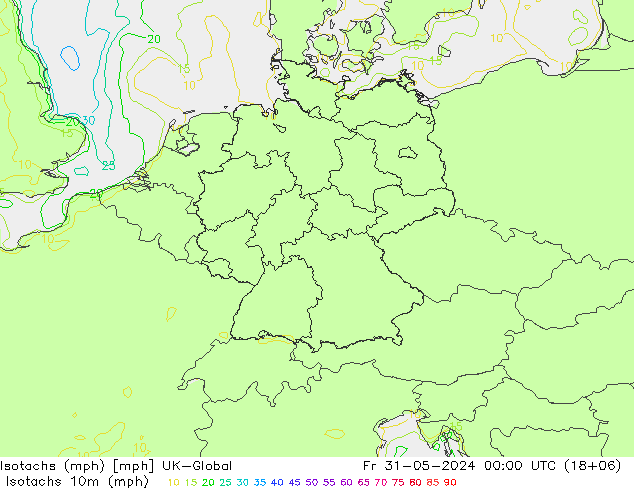 Isotachen (mph) UK-Global Fr 31.05.2024 00 UTC