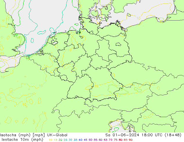 Isotachs (mph) UK-Global sab 01.06.2024 18 UTC
