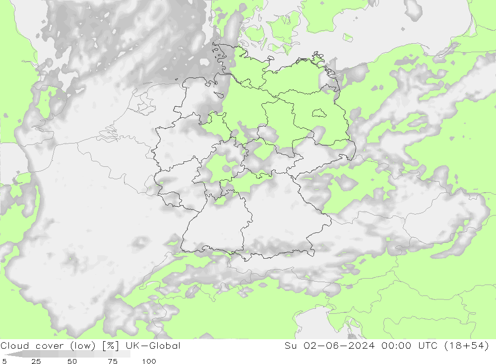 nízká oblaka UK-Global Ne 02.06.2024 00 UTC