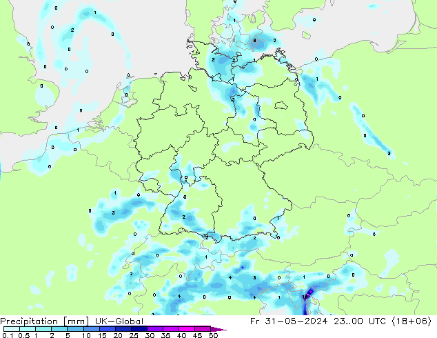 Precipitación UK-Global vie 31.05.2024 00 UTC