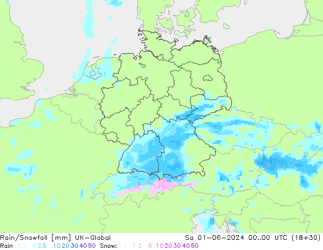 Rain/Snowfall UK-Global Sa 01.06.2024 00 UTC