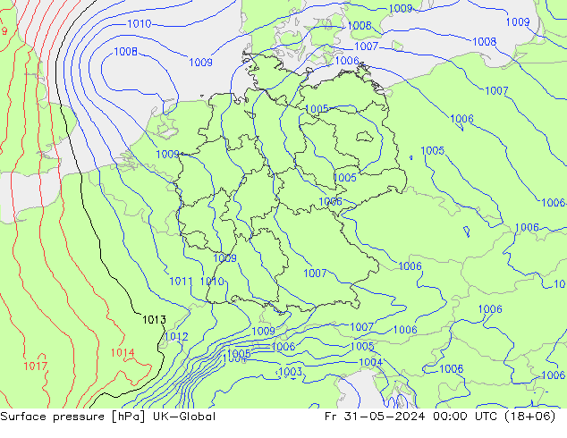 приземное давление UK-Global пт 31.05.2024 00 UTC