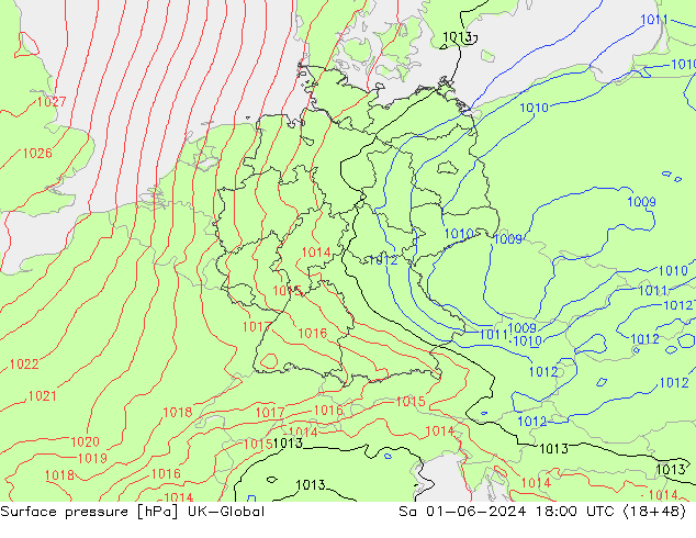 Luchtdruk (Grond) UK-Global za 01.06.2024 18 UTC