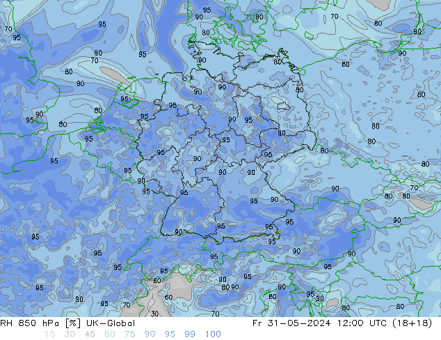 RH 850 hPa UK-Global  31.05.2024 12 UTC