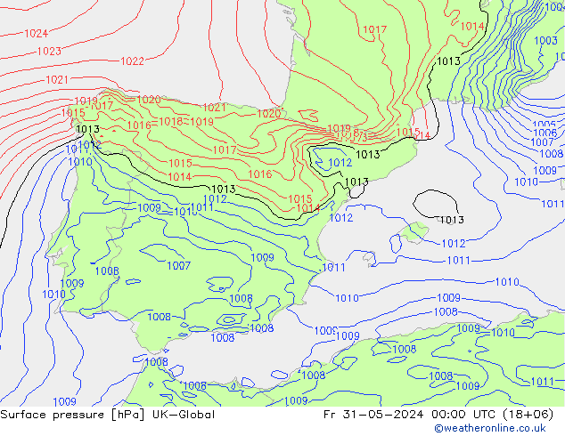 приземное давление UK-Global пт 31.05.2024 00 UTC