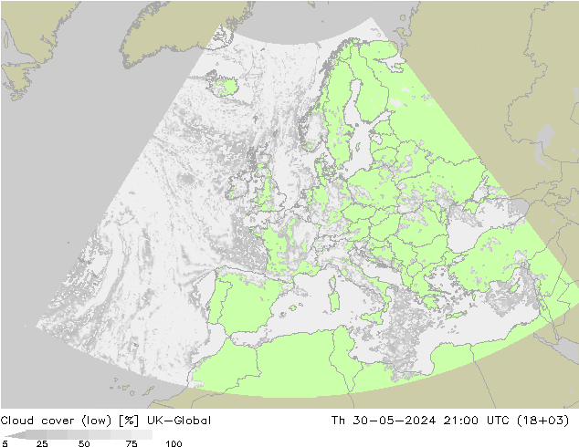 Nubes bajas UK-Global jue 30.05.2024 21 UTC