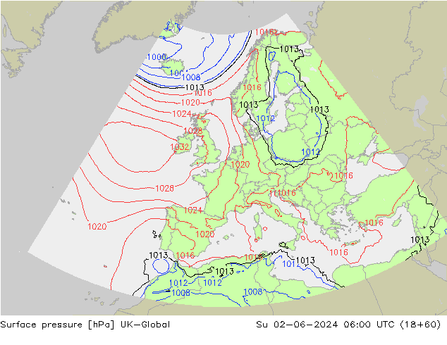 Yer basıncı UK-Global Paz 02.06.2024 06 UTC