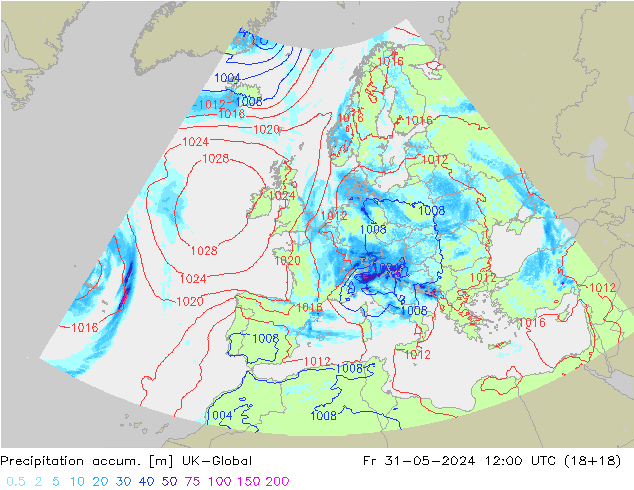 Toplam Yağış UK-Global Cu 31.05.2024 12 UTC