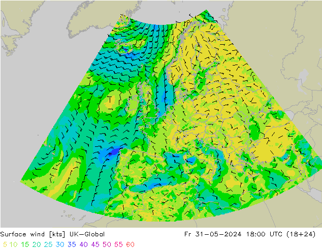 Surface wind UK-Global Pá 31.05.2024 18 UTC