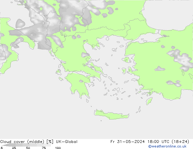 Cloud cover (middle) UK-Global Fr 31.05.2024 18 UTC