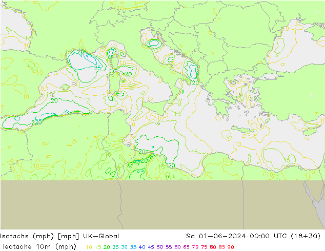 Isotachs (mph) UK-Global Sáb 01.06.2024 00 UTC