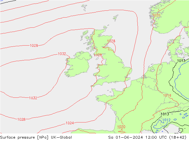 приземное давление UK-Global сб 01.06.2024 12 UTC