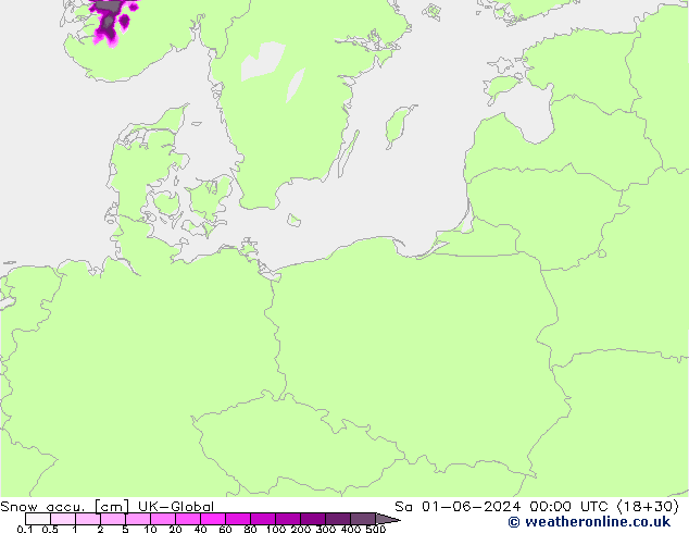 Snow accu. UK-Global so. 01.06.2024 00 UTC