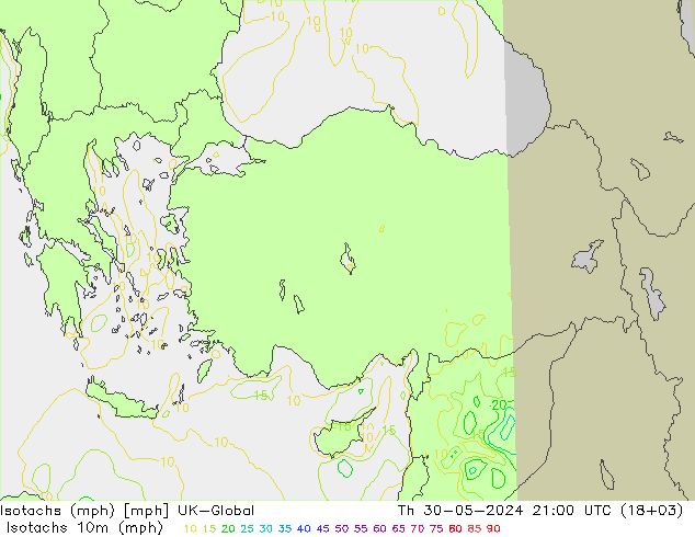 Isotachs (mph) UK-Global чт 30.05.2024 21 UTC