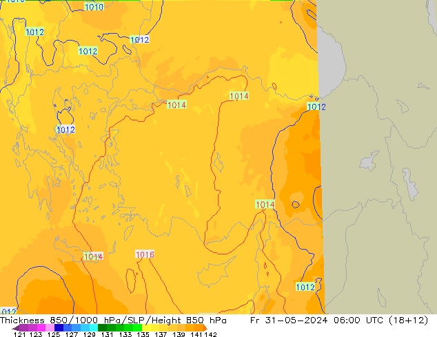 Thck 850-1000 hPa UK-Global Fr 31.05.2024 06 UTC