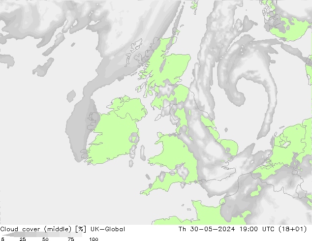 Cloud cover (middle) UK-Global Th 30.05.2024 19 UTC