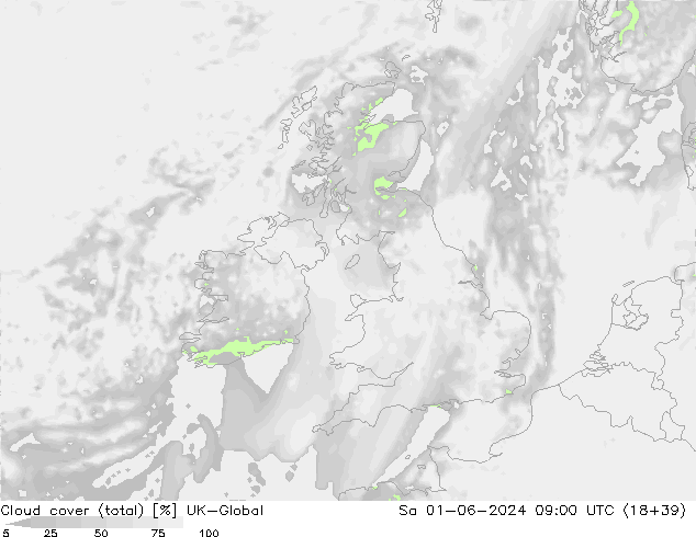Cloud cover (total) UK-Global Sa 01.06.2024 09 UTC