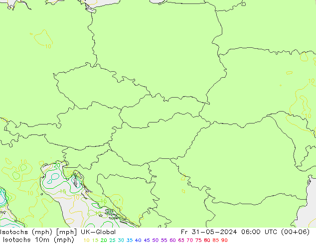 Eşrüzgar Hızları mph UK-Global Cu 31.05.2024 06 UTC