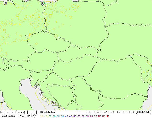 Izotacha (mph) UK-Global czw. 06.06.2024 12 UTC