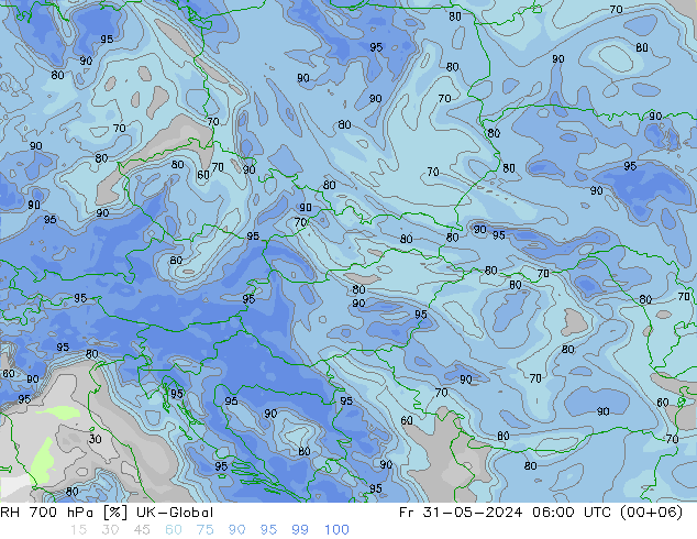 RH 700 hPa UK-Global Fr 31.05.2024 06 UTC