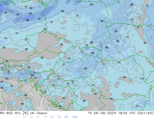 RH 850 hPa UK-Global Th 06.06.2024 18 UTC