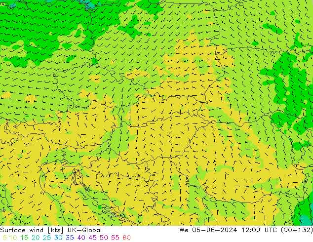 Surface wind UK-Global St 05.06.2024 12 UTC