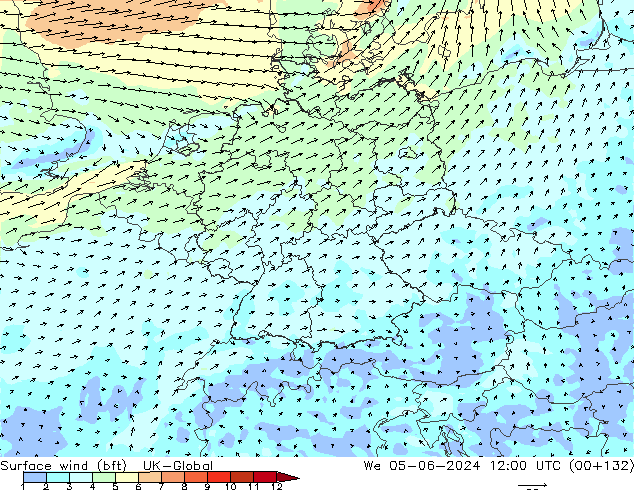 ве�Bе�@ 10 m (bft) UK-Global ср 05.06.2024 12 UTC