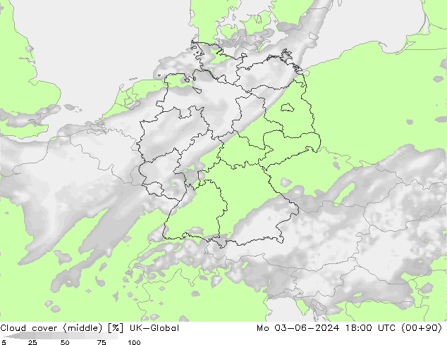 Nuages (moyen) UK-Global lun 03.06.2024 18 UTC