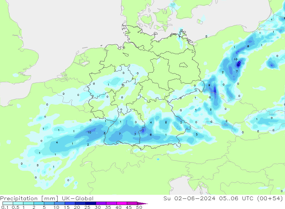 Yağış UK-Global Paz 02.06.2024 06 UTC