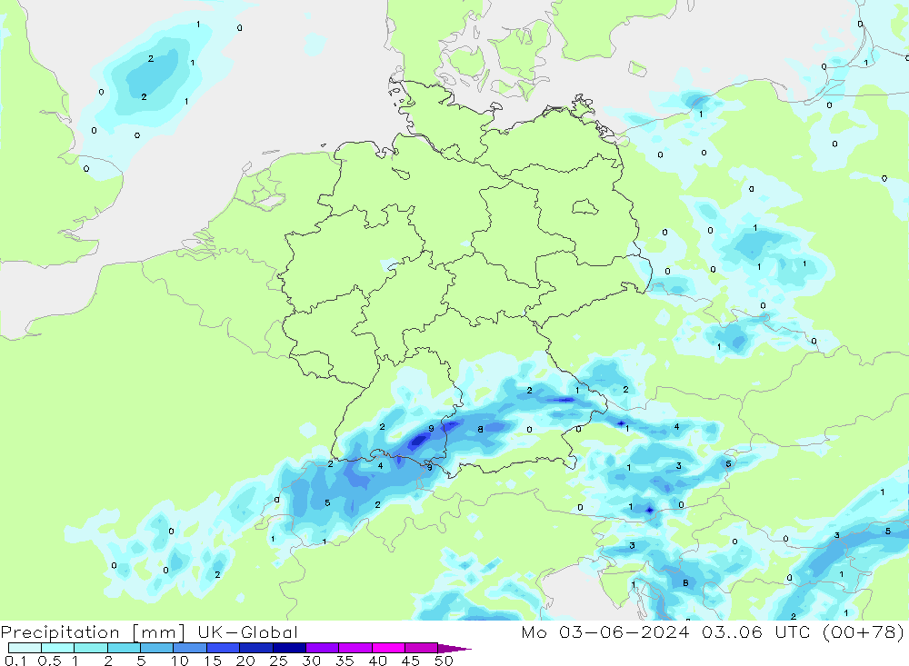 Précipitation UK-Global lun 03.06.2024 06 UTC