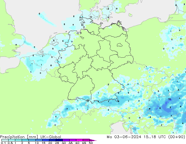 降水 UK-Global 星期一 03.06.2024 18 UTC