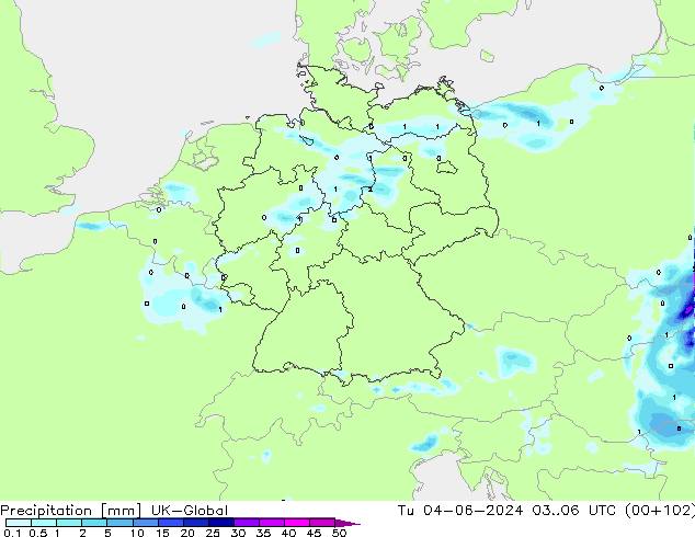 Precipitation UK-Global Tu 04.06.2024 06 UTC